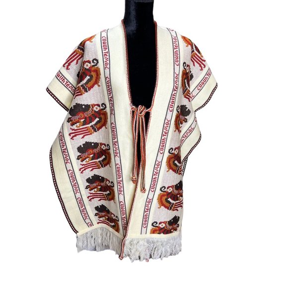 Cuahtemoc | Sweaters | Cuauhtemoc Poncho Cape Knitted Mexican Aztec ...